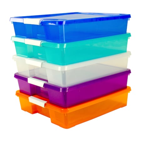 Storex Stack + Store Box Craft Organizer, Assorted Colors, 5-Pack 63202U05C